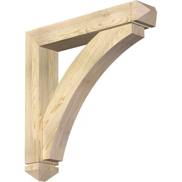 Thorton Arts and Crafts Rough Sawn Bracket w/ Offset Brace, Douglas Fir, 6